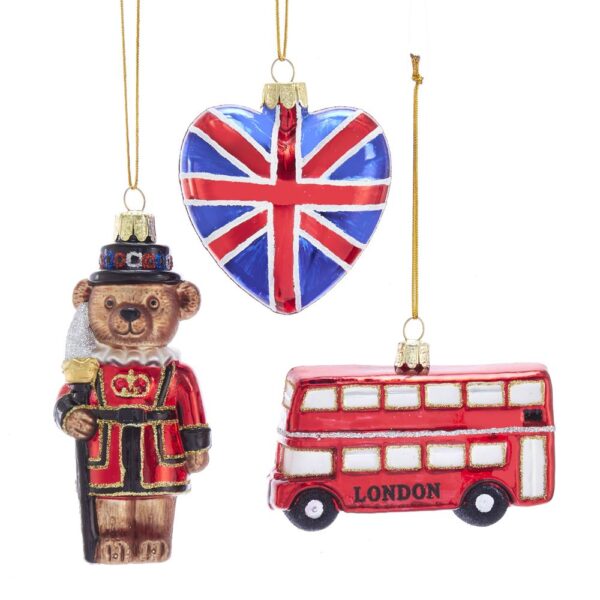 Glass British Ornaments, 3-Piece Set