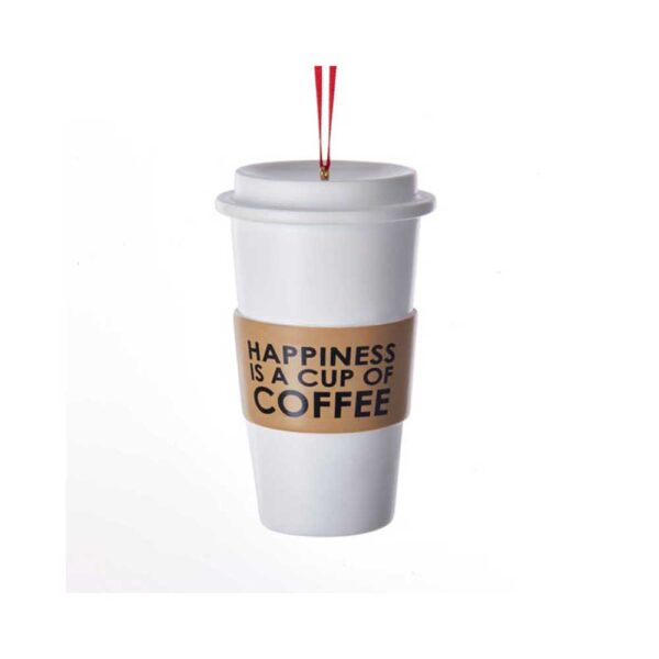 "Happiness Is A Cup Of Coffee" Coffee Lover Personalizable Ornament