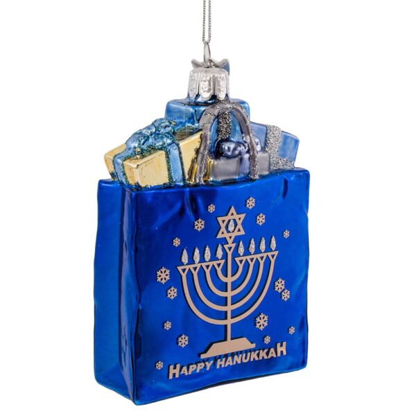 Noble Gems™ Happy Hanukkah Gift Bag Glass Ornament - Image 4