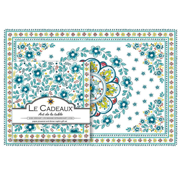 Paper Placemats and Dinner Napkins - Madrid Turquoise - Set of 20