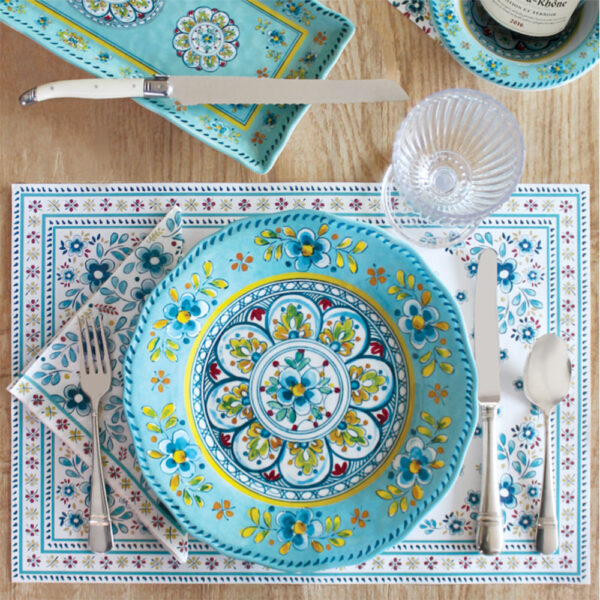 Paper Placemats and Dinner Napkins - Madrid Turquoise - Set of 20 - Image 2