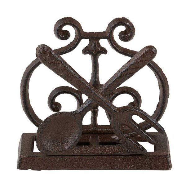 Rustic Spoon and Fork Cast Iron Napkin Holder