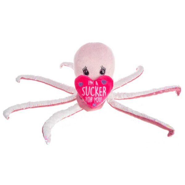 Pink Octopus I'm A Sucker For You Plush Toy, 14 Inch - Image 2