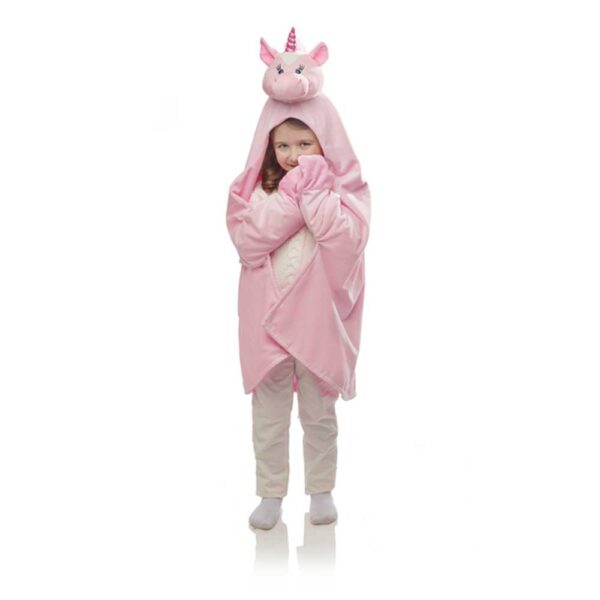 Pink Unicorn Wearable Hoodie Blanket for Kids - Image 6