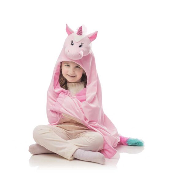 Pink Unicorn Wearable Hoodie Blanket for Kids - Image 7